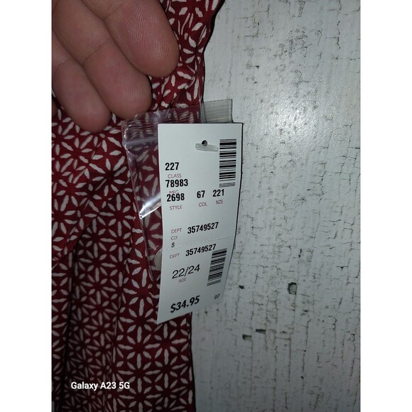 Avenue Signature Red White Button Up Shirt 22/24 NWT - Picture 6 of 7